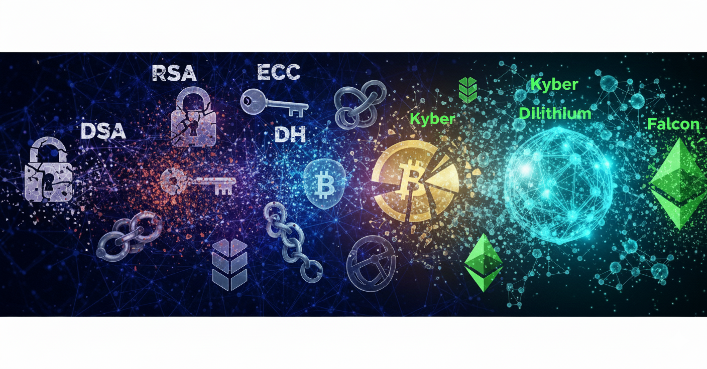 Post-Quantum Computing research diagram illustrating impact on digital infrastructure and cybersecurity