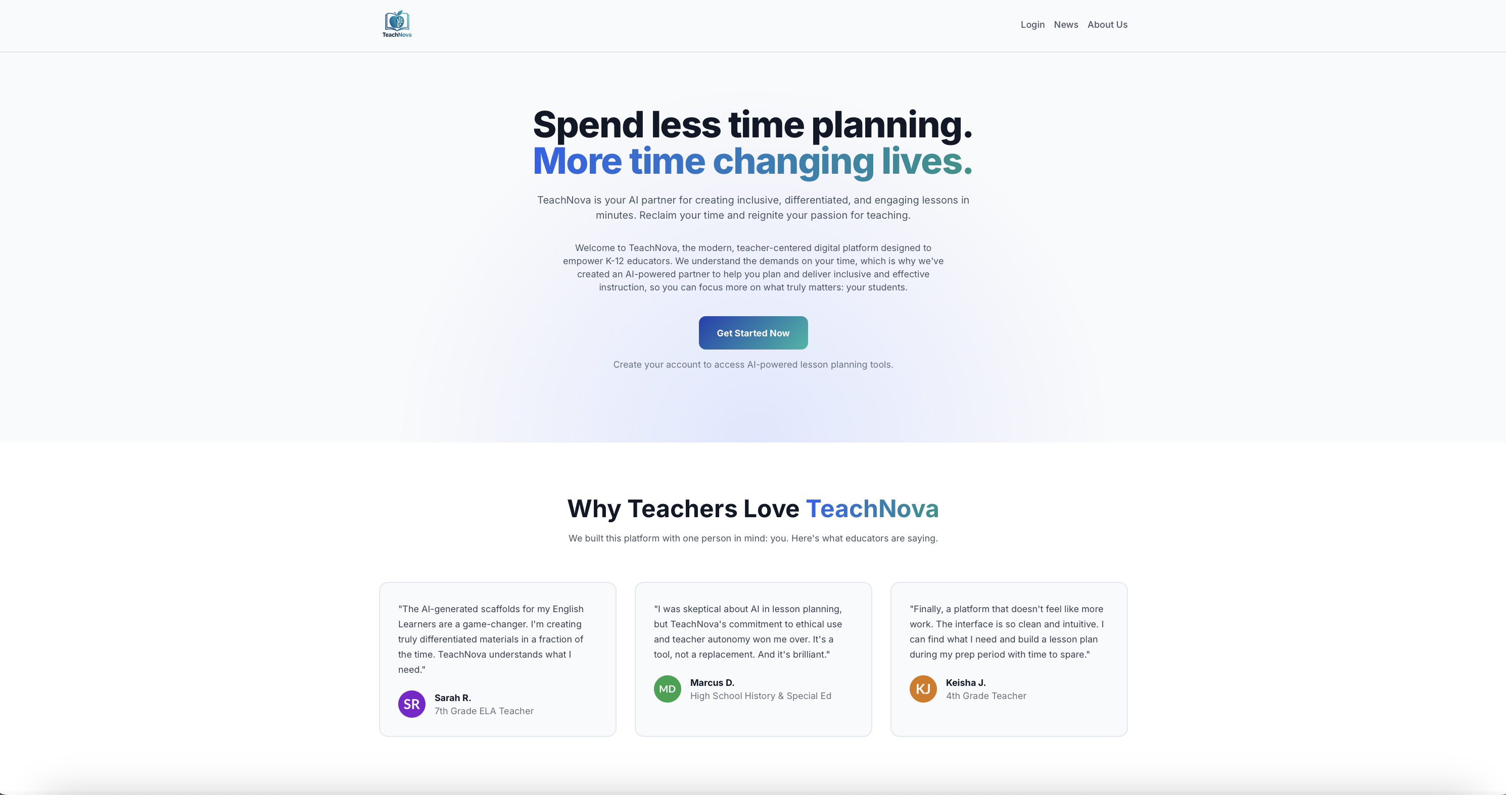 TeachNova logo and platform screenshot by Driti Virani.